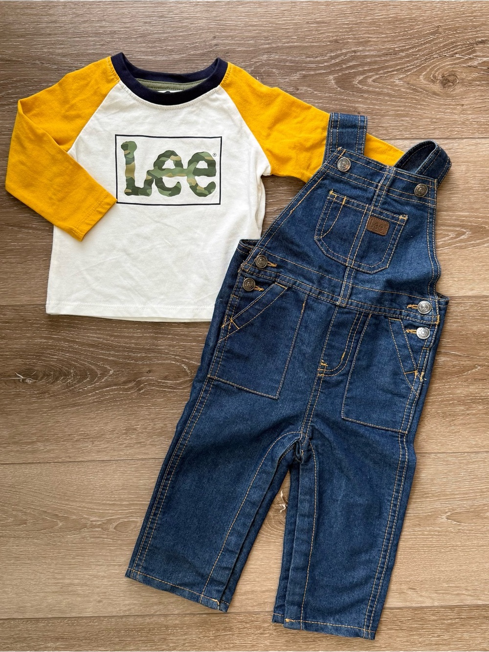 Lee Baby 2-Piece Denim Overalls & Raglan Tee Set 6–9M